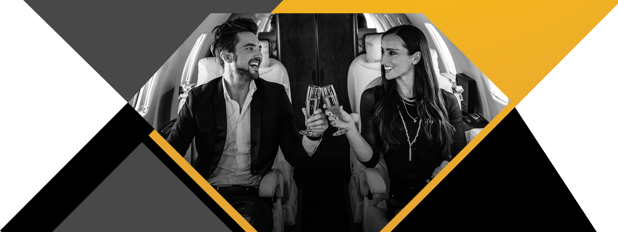 A Couple Toasting Wine And Smiling In A Plane